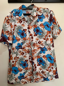 Flower Shirt print Ocean Blue