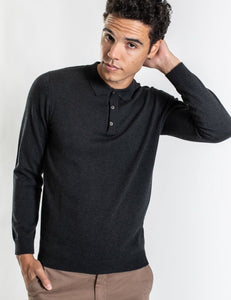 Long sleeve polo JHK10, charcoal