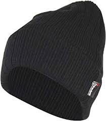 THINSULATE LINED BLACK WOOL BEANIE