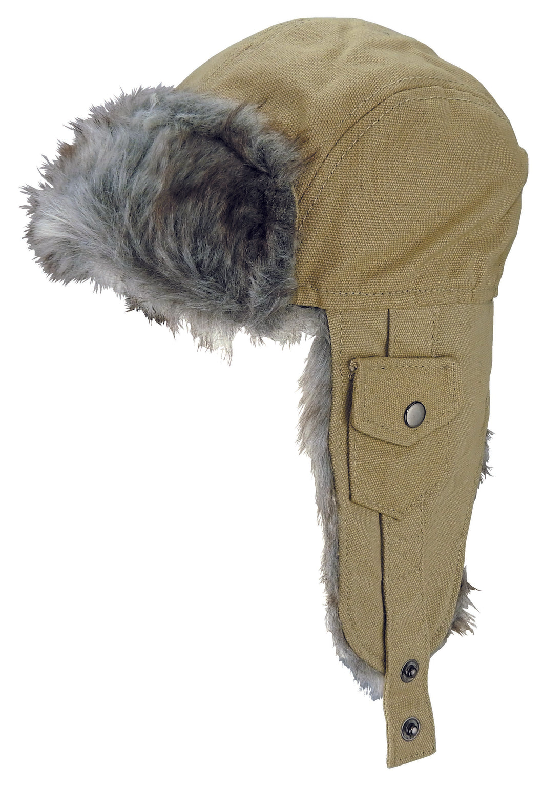 CANVAS FLYING CAP WITH FUR LINING KHAKI