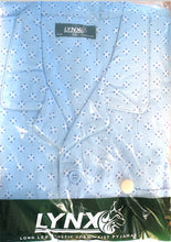 Load image into Gallery viewer, LYNX Long Sleeve Winter Flannelette Light Blue, Navy Dots
