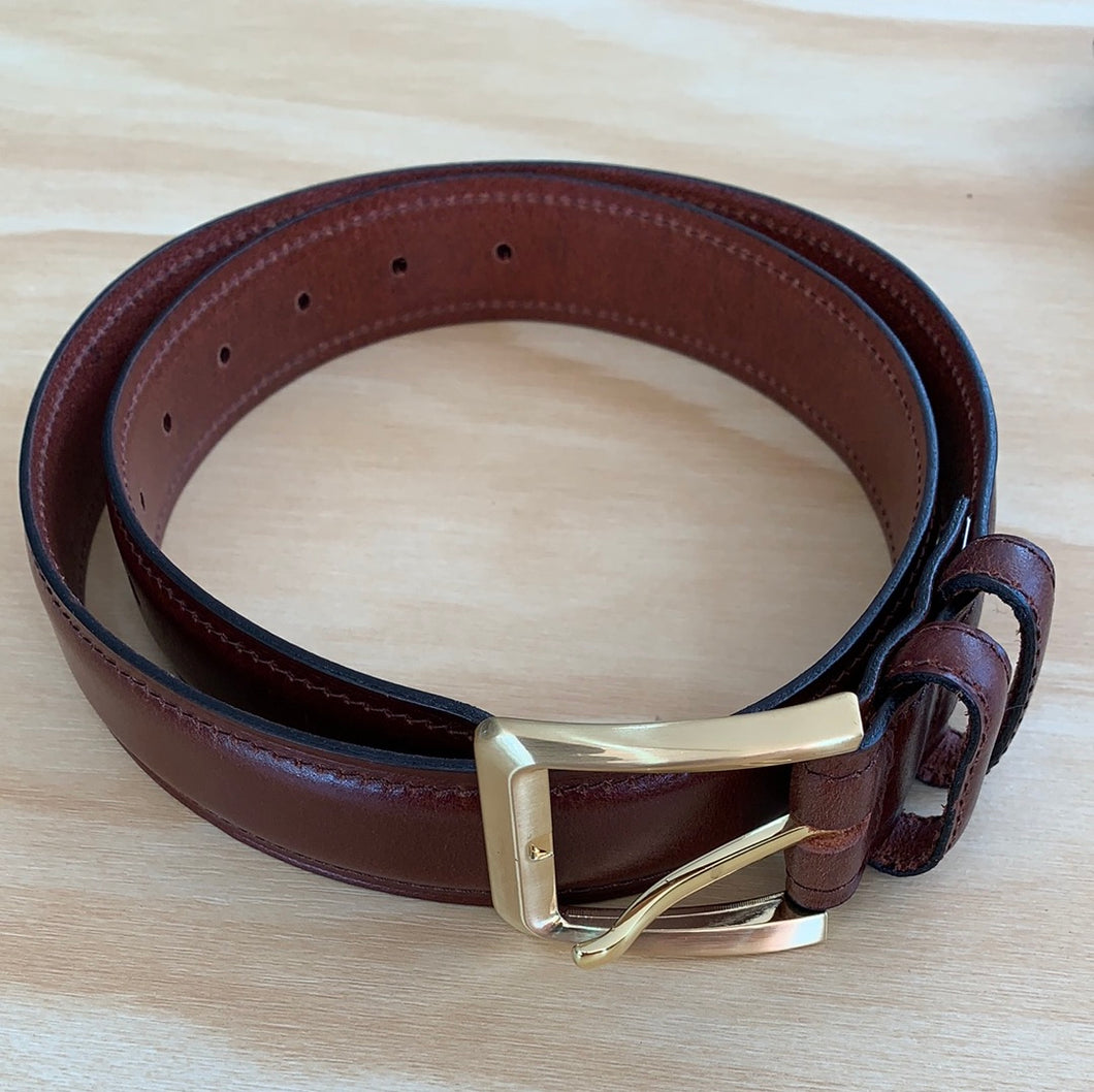 Belt, dark tan, genuine leather 42019