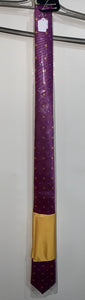 TIE, PURPLE WITH BLUE AND YELLOW FLOWERS, 100% SILK