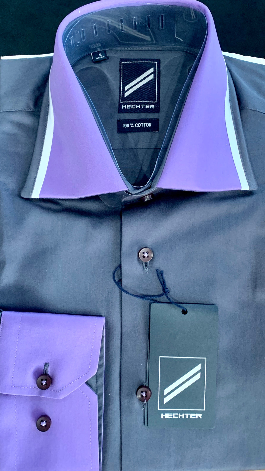 Daniel Hechter Charcoal with purple/white collar