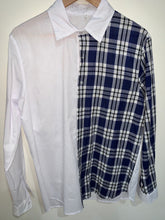Load image into Gallery viewer, HALF WHITE /HALF BLUE CHECKERED SHIRT
