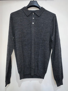 DANIEL HECHTER POLO-NECK RIBBED WOOL BLEND CHARCOAL KNIT