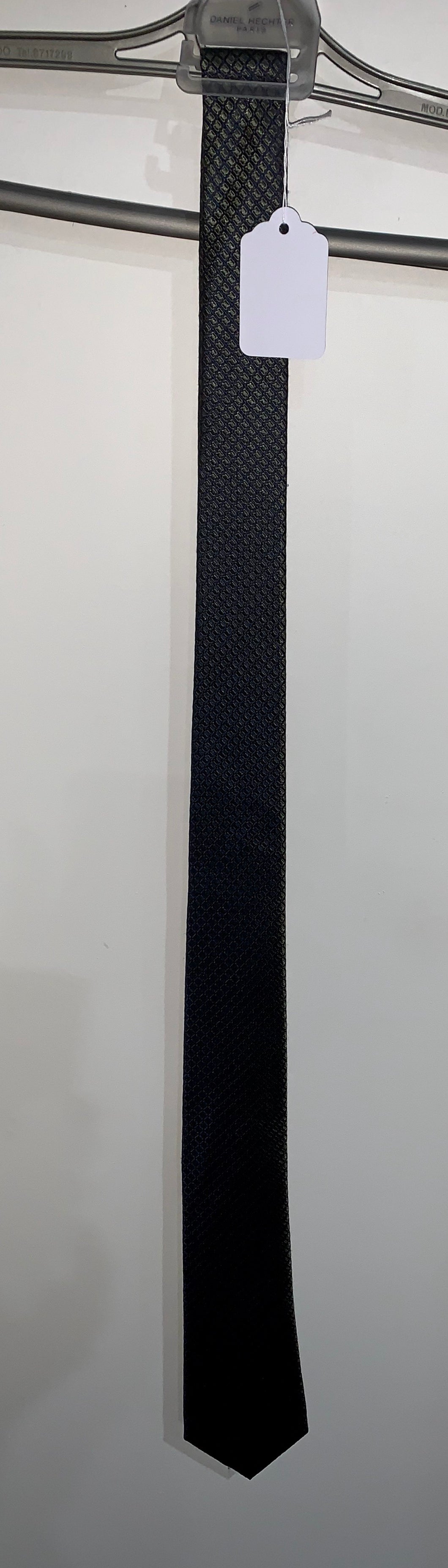 TIE, NAVY WITH GREEN SQUARES, 100% SILK